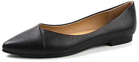 HEVA Women's Classic Pointed Toe Flat Ballet Pumps Shoes Casual Comfort Wedding Shoes(6UK 39.5EU,Black)