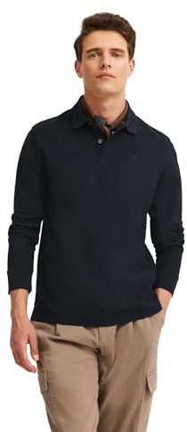 bugatti Herren Polo Shirt Langarm Baumwolle