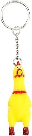 Nlinlin Gelber schrillerndes schreiendes Huhn, Mini-Gummi-Quetsch-Huhn, Gags, praktischer Witz-Anhänger, Schlüsselanhänger, Streich-Schlüsselanhänger, Neuheit für Taschen, Schlüssel, Handys