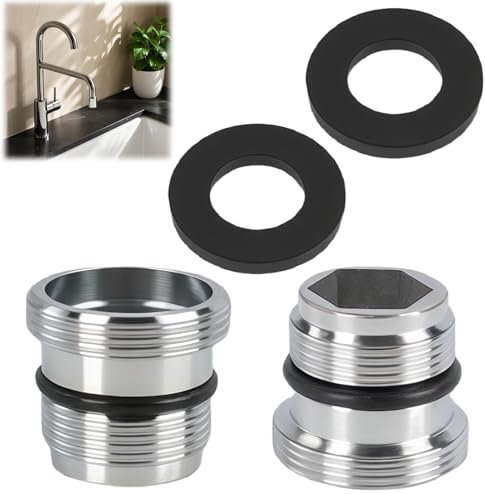 2 Pièces Adaptateurs de Robinet M18.5 à M22 en Métal, Filetage Mâle, Adaptateur Robinet m18.5, Connecteurs pour Filtres à Eau et Aérateurs, Résistants à la Corrosion pour Cuisine et Salle de Bain
