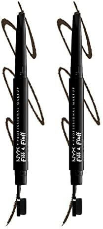 NYX Professional Makeup Augenbrauenstift mit Wachs-Formel, präziser Spitze und Verblender-Bürste, Fill & Fluff Eyebrow Pomade Pencil, Espresso (Braun) (Packung mit 2)