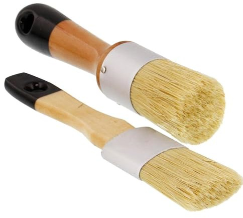 drburpily 2piece Frenchic Paint Brush Set For Wood Folk Art Projects Chalk Paint For Furniture Wax Brushes For Furniture, B