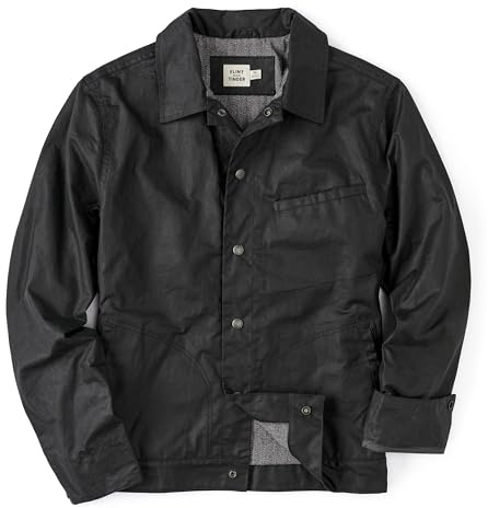 Huckberry Flint and Tinder James Waxed Snap Jacket, Mens Jacket, Coal, Medium