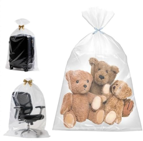 PPAAstunoras Extra large plastic bags：3 Suitcase Storage Bags 100 * 150cm Heavy Duty Clear Plastic Bags for Clothes, Furniture, Luggage, Suitcase, Quilts, Chair, Bike, Big Plush Storage Bag