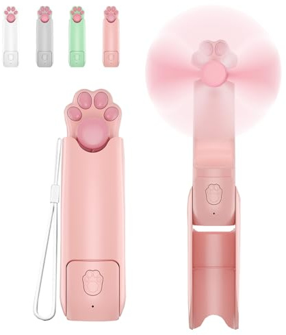 LUKIUP Mini Ventilateur Portable 3 en 1, Rechargeable Mini Ventilateur Silencieux Lampe de Poche, 3 Vitesses Pliable USB Autonomie Max