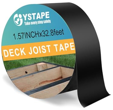 HKVPPI Joist Tape, Black Butyl Sealant Tape for Decking Waterproof Self-Adhesive Joists Deck Tapes for Outdoor Repairs Building Beams Protection, 4CMX 10M