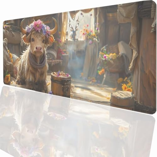 Tapis de Souris de Jeu, 1500x800x3mm XXL Tapis Souris Gaming Grand, Antidérapant Étanche, Extended Long Clavier Mouse Pad, Accessoire Bureau, pour Gamer, Ordinateur, PC Animal BœUf LMDT11120