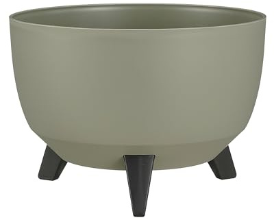 MICA Decorations Doppio Support Plante - 18,5 x Ø33 cm - Jardiniere Exterieur Grande Taille - Jardiniere sur Pieds - Plastique Recyclé - Vert Clair