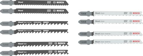 Bosch 10x Stichsägeblatt Set Wood Basic, 10-tlg. | für Weichholz, Grobspanplatte, 112 x 99 mm,