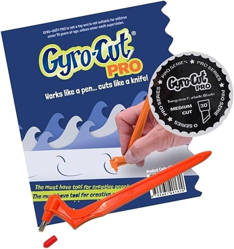 Genuine Gyro-Cut® PRO - Craft Tool with Medium Nib - Rotating Medium Card/Fabric Nib - Stencil Making and Scrapbooking Applique