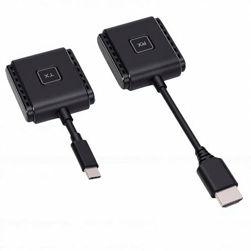 Fockety Wireless HDMI Transmitter and Receiver, 1080P @ 60Hz Plug & Play Wireless HDMI Extender Kit with 2.4G+5G Dual Band for Video/Audio From PC/Laptop/TV Box to Monitor (Black)