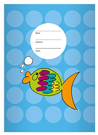 Kartenkaufrausch 4 Nette Goldfisch DIN A4 Schulhefte, Rechenhefte auf Punkten auf hellblau Lineatur 22 (Kariertes Heft)