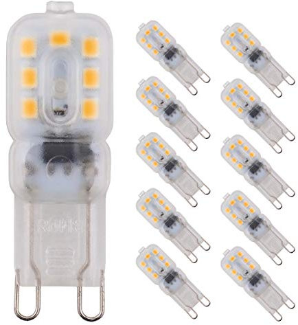 POCKETMAN 10 Pezzi 2W Dimmerabile G9 Lampadine LED Sostituire 20W Lampada Alogena,Bianco Caldo 3000k,200 Lumen,AC 220-240V,360 Gradi Angolo a Fascio [Classe di efficienza energetica A+]