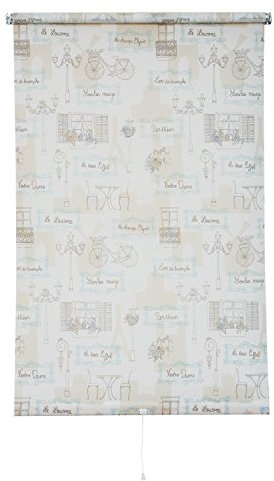 Sunlines HWA10605 Springrollo Dekor Paris, Tageslicht, PES, beige / weiß, 142 x 180 cm
