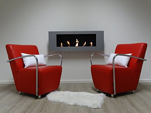 Ethanol- und Gelkamin Kamin Wandkamin Srm-Design XL Silber Breite 110cm / inklusive 5 Brennstoffdosen