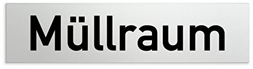 Türschilder24 Aluminium Türschild Müllraum 160 x 40 x 1,5mm (Oberfläche veredelt) • Selbstklebend