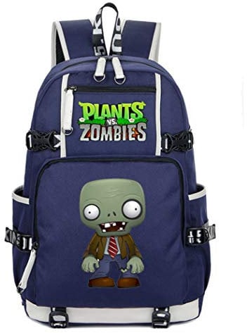 WANHONGYUE Plants vs. Zombies Game Backpack Student Schoolbag Laptop Book Bag Casual Dayback Blue-2