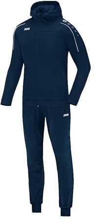 JAKO Trainingsanzug Kinder Polyester Classico mit Kapuze Marine Gr. 128 - Jogginganzug 2-teilig für Sport und Alltag, Jogginghose & Trainingsjacke