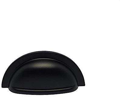 Bari, Cup Cabinet Bedroom Handle, Matte Black, 76mm Hole Centres, Kitchen & Bedroom Handle