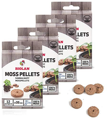 Biolan Moospellets ecologici senza torba per la germinazione di successo dei semi - 48 pezzi