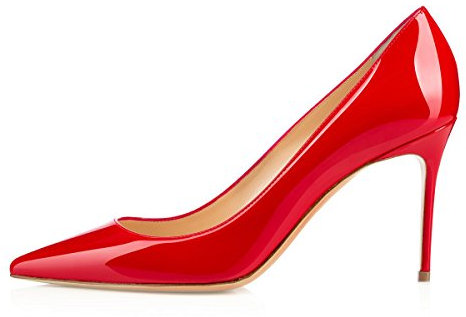 Soireelady Damen Fashion Pumps,Hohe Abstze mit Geschlossener Spitze,Comfort Pumps Lack Rot EU 35