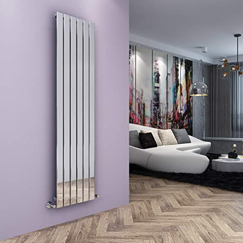 ELEGANT Vertical Flat Panel Single Column Designer Wall Radiator 1800 x 452 mm Chrome Bathroom Heater Central Heating Perfect for Kitchen, Hallway, Living Room