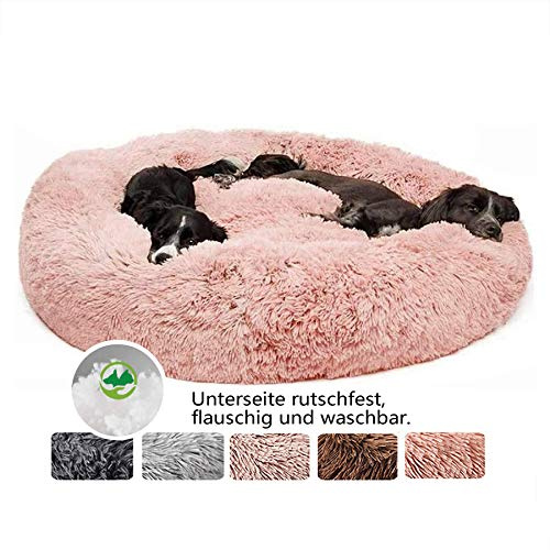 Hundebett Flauschig, Hundekissen Rund Haustierbett Donut Katzenbett Waschbar, kuschelbett Hund für Katzen Hunde (Ø 50-120cm / 7 Größen)