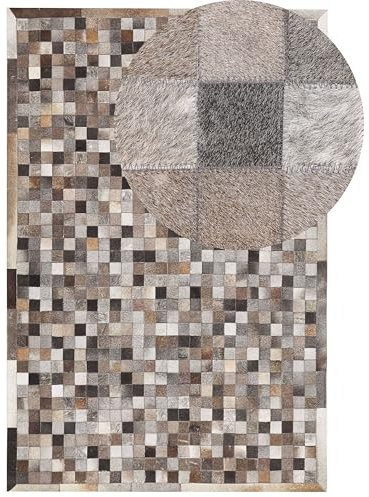 Rechteckiger Teppich aus Kuhfell mehrfarbig Patchwork 160x230 cm braun Armutlu