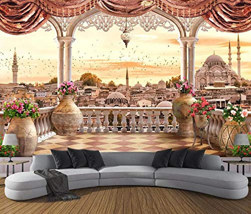 ZXCHEE Fototapete Balkon Türkei Landschaft 430x310cm Tapete Kinderzimmer Vliestapete Wohnzimmer Schlafzimmer Wandtapete Deco