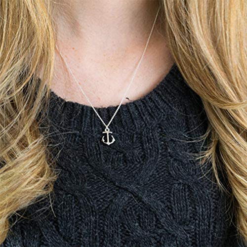 TseenYi Collar con Colgante de Ancla Gargantilla Minimalista de Plata Collar de Ancla Collar de Cadena Playa Océano Naturaleza Collares Joyas para Mujeres y niñas (Plata)