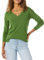 Amazon Essentials Jersey Tipo Túnica Ligero de Manga Larga y Cuello en Pico (Disponible en Tallas Grandes) Mujer, Verde, M