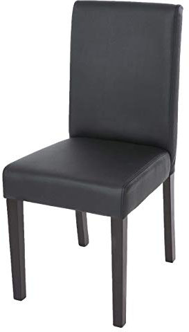 Mendler Esszimmerstuhl Littau, Küchenstuhl Stuhl, Kunstleder - schwarz matt, dunkle Beine