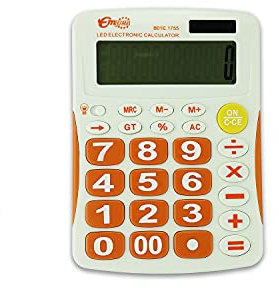 Calculator - Taschenrechner, orange Farbe, große Zahlen, gut sichtbare Zahlen, geeignet für Büros, Haushalte, Geschäfte, 150x110 mm