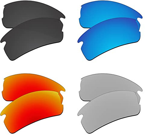 EZReplace Ersatzgläser für Oakley Flak 2.0 XL OO9188 Sonnenbrillen (polarisierte Gläser) - Passend für Oakley Flak 2.0 XL Rahmen (Kohlenschwarz+Eisblau+Feuerrot+Metall Silber)