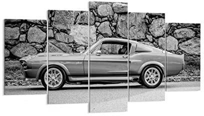 Wandbilder Dekoration Wohnzimmer Auto Ford Mustang Mehrteilige Bilder auf Leinwand 160x85cm Leinwandbild Schlafzimmer Set 5 teilige Wand Kunstdruck Art Groß XXL Wanddeko Bild Canvas EA160x85-5011
