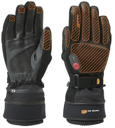 30seven – Extra Warme beheizte Handschuhe für Herren/Damen – Primaloft-Isolierung – Einstellbare Temperatur – Anti-Kälte-Wintersport-Modell – 2 wiederaufladbare Batterien – Schwarz – 2XL