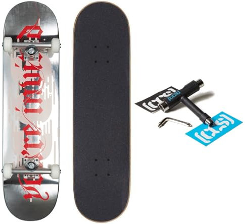 [CCS] You're Invited Skateboard, komplette Silberfolie, 19.7 cm, Ahornholz, professionelle Qualität, komplett montiert mit Skate-Werkzeug und Aufklebern, Erwachsene, Jugendliche, Jungen und Mädchen