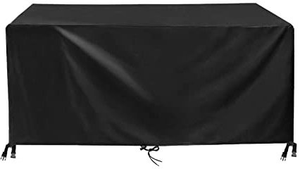 Abdeckung für Gartenmöbel 130x90x75cm Rechteckig Abdeckhaube Gartentisch Wasserdicht Staubdicht Anti-UV Schwarz 676D Oxford Gewebe Abdeckplane Schutzhülle für Terrassenmöbel Stühle und Möbelsets