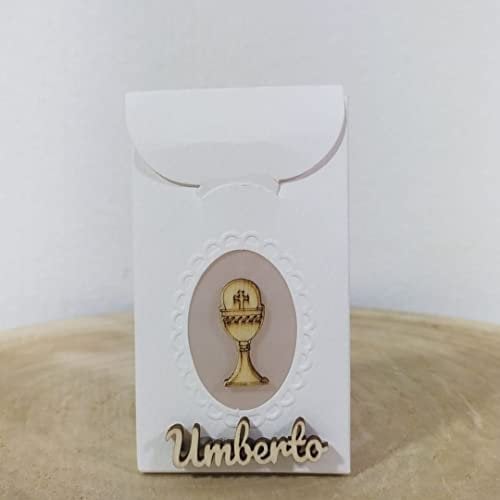 Scatoline portaconfetti comunione 24 pz calice eucarestia nome personalizzato