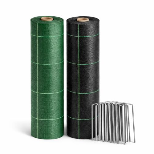 PINTO FERRAMENTA Telo Pacciamatura 100 g/m² Professionale Anti Erbacce Tessuto Resistente Riutilizzabile Drenante Verde o Nero Per Orto Giardino Aiuole e Uso Agricolo Anti UV (2x25mt, VERDE)