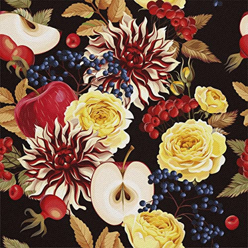 HEKO PANELS Stoff Oxford Meterware Canvas-Stoff Polyester Zum Nähen Nähstoffe Möbelstoffe Dekostoffe Handwerken Wasserabweisend Blickdicht Herbst Blumen 1 Meter 155 x 100 cm, (DX016)