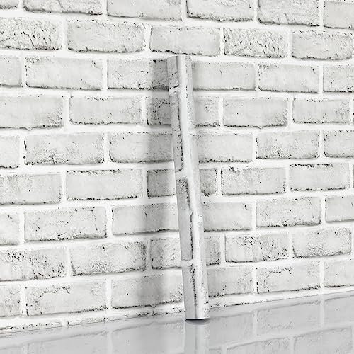 Hode Selbstklebend Tapete Steinoptik, Ziegel Klebefolie Möbel Vintage (90x600cm), Selbstklebende Folie Wasserdicht für Küche Schlafzimmer Wand, Weiß Backstein Stein Tapeten Dekoratives