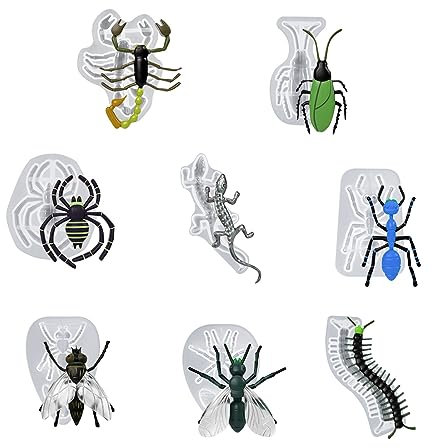 Voyyphixa 8 Stück Insekten Silikonformen Epoxidharz, 3D Tier Eidechsen Resin Molds Harz Gießen Formen Spinnen Resin Gießformen für DIY Schlüsselanh, Wandbehang, Desktop Dekoration (8PCS)
