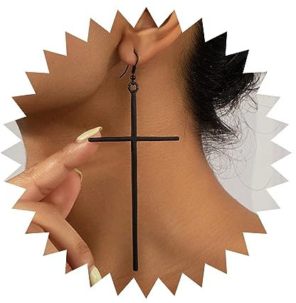 Allereya Vintage Kreuz Ohrringe Große Kreuz Tropfen Ohrringe Schwarz Retro Kreuz Ohrstecker Ohrringe Großes Kreuz Haken Ohrringe Schmuck Für Frauen Und Mädchen (schwarz)