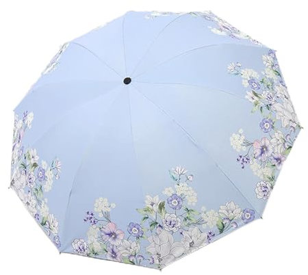 Hearda Regenschirm Manuell, Blume Muster 10 Rippen Taschenschirm Sturmfest Leicht Regenschirm Kompakt Schnelltrockend, Schützt vor Regen und Sonne, für Kinder Männer Frauen (Lilane Blumen)