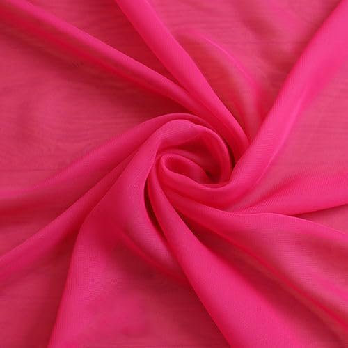 YYCRAFT Chiffonstoff, Meterware, 150 cm breit, 2 m, Hot Pink