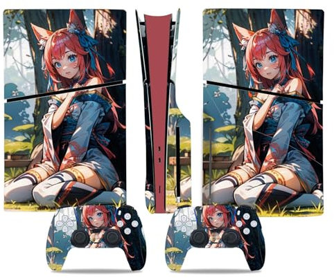 Peau Distance Console Pour PS5 Slim Skin Disc Edition & Pour PS5 Slim Skin Digital Edition Console Et Contrôleur Vinyl Cover Skins Wraps Scratch Resistant Compatible 52730 Cadeau D'enveloppements Skin