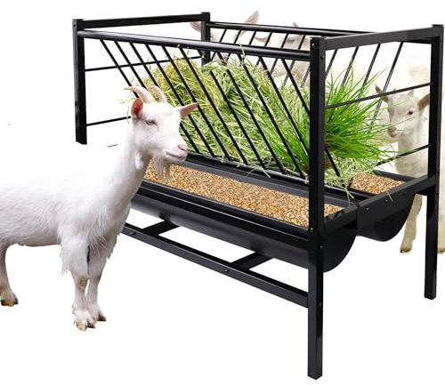 MUYIRTED Große Heu-Futterspender Futterautomat, Futtertröge Und Heuspender Für Pferde, Heuraufe Für Pferde Ziegen Schafe, Pferde Feeder