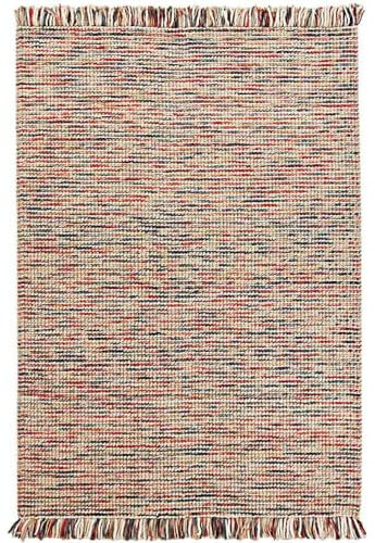 Knutzen Wohnen Dolcy Wollteppich flach gewebt 160 x 230 cm Bunt - Teppich Wolle Natur - Naturteppich mit Fransen - Farbenfrohes Design mit angenehmem Laufgefühl für Ihr Eigenheim