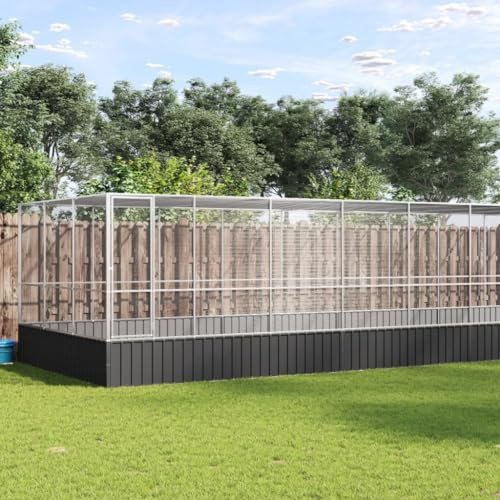 Willood Voliere,Vogelkäfig,Vogelhaus,Verzinkter mit Erweiterung Silbern 725x307x212 cm Stahl,Metallrahmen, Mesh-Design, Haustierstall für draußen